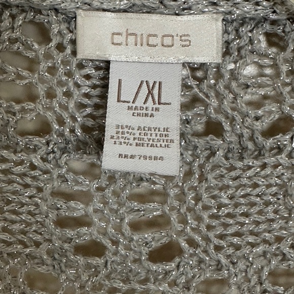 Chico’s Crochet Cocoon Shrug Sweater Silver Gray - Large / Extra Large - Picture 3 of 7